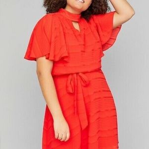 Red Lane Bryant Flutter Sleeve Dress